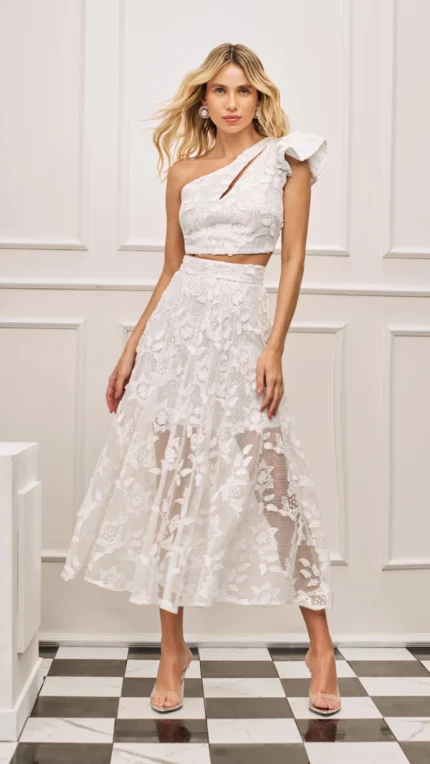 CONJUNTO TELA BORDADA 3D